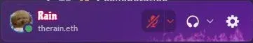 Discord audio controls with the microphone muted