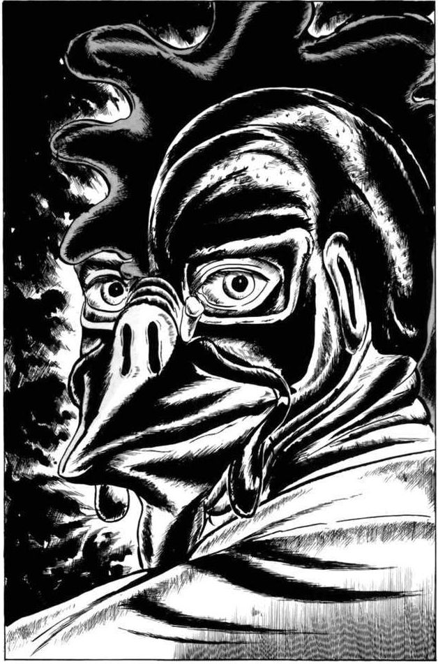 Doctor chicken George, staring serenely.