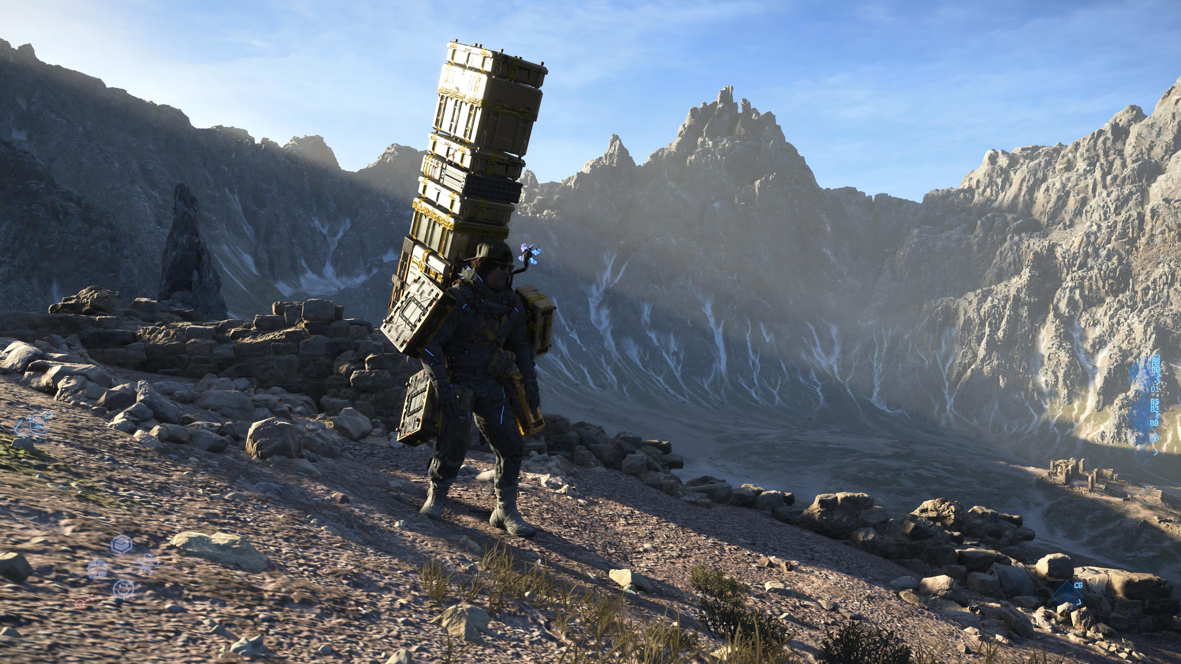 Sam walking through mountains in Mexico, the sun cutting through behind him with godrays.