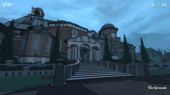 The exterior of the manor for Blue Prince