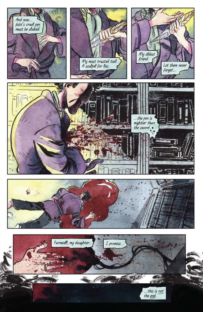 Vossler stabbing himself in The Author Immortal