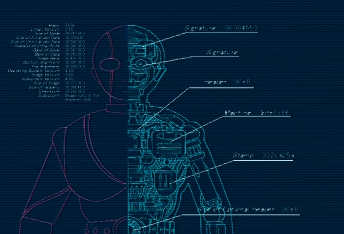 Anatomical schematics of Android Kikaider 