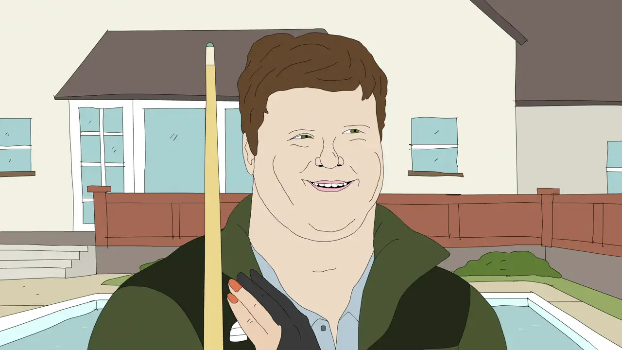 A webp image of Sean Astinn smiling and looking left to right, his eyes shifting.