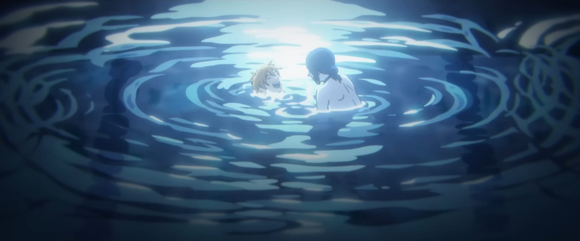 Chainsaw Man – The Movie: Reze Arc still of Denji and Reze in the pool. 