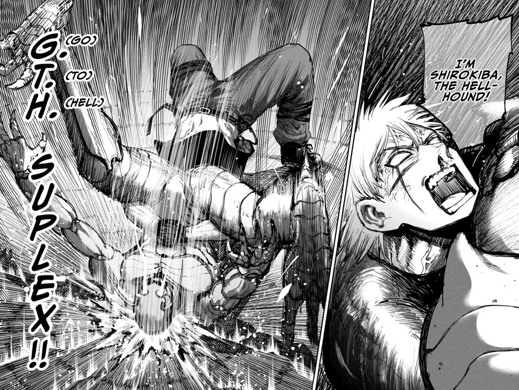 Outa giving an alien a German suplex.