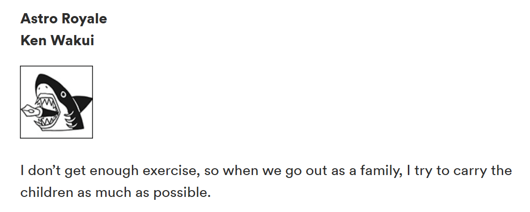 Astro Royale Mangaka about carrying children as excercise.