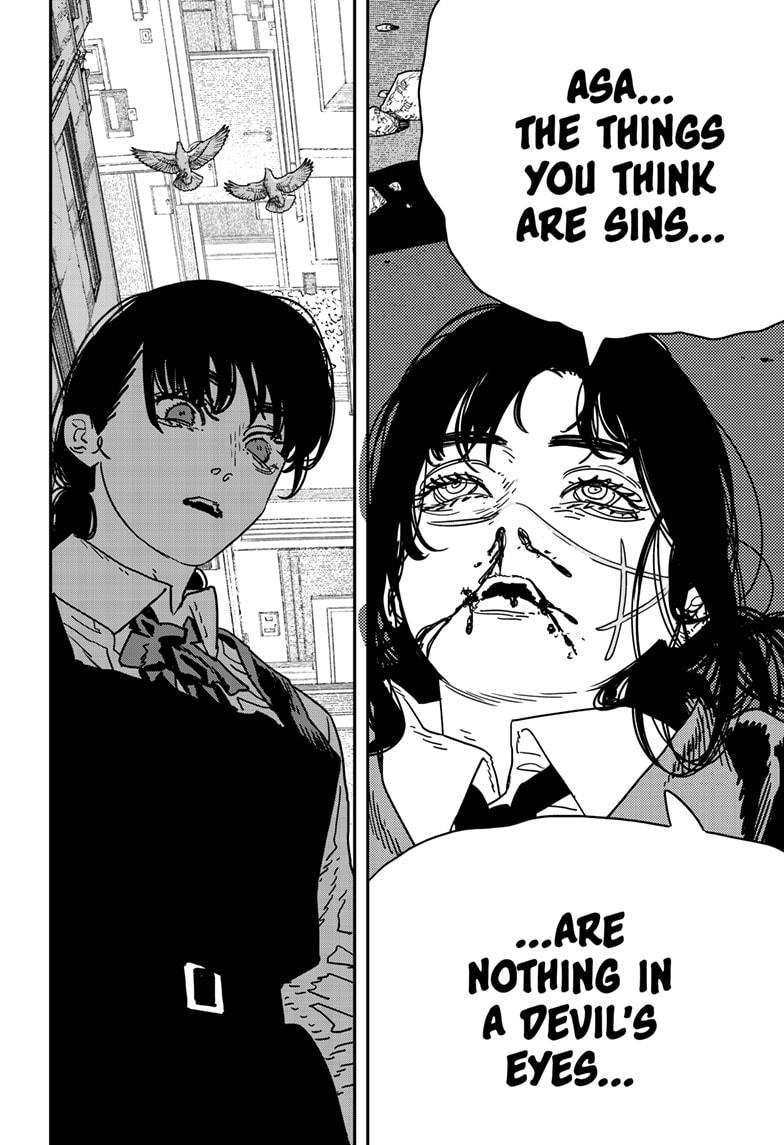 Yoru telling Asa none of the things she thinks are sins mean anything in a devil's eyes. 