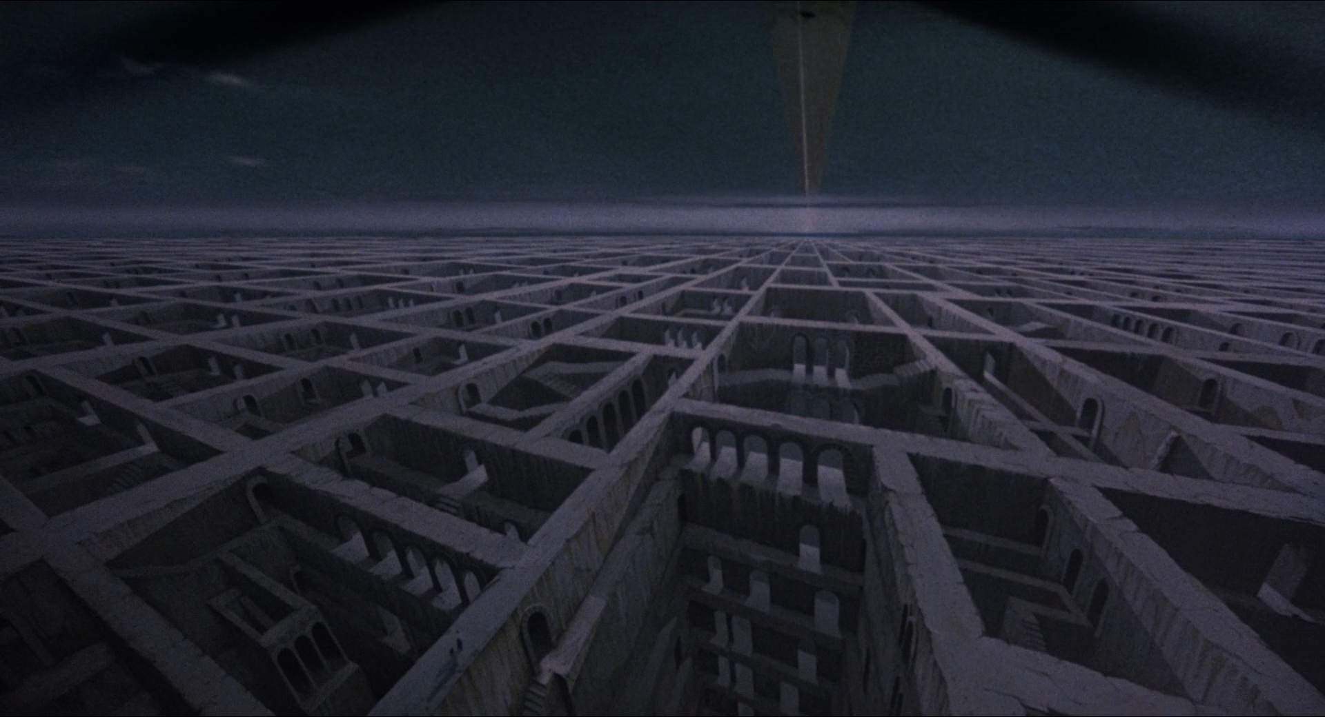 An MC Escher-Esque landscape with Leviathan at the center from the movie Hellbound: Hellraiser II.