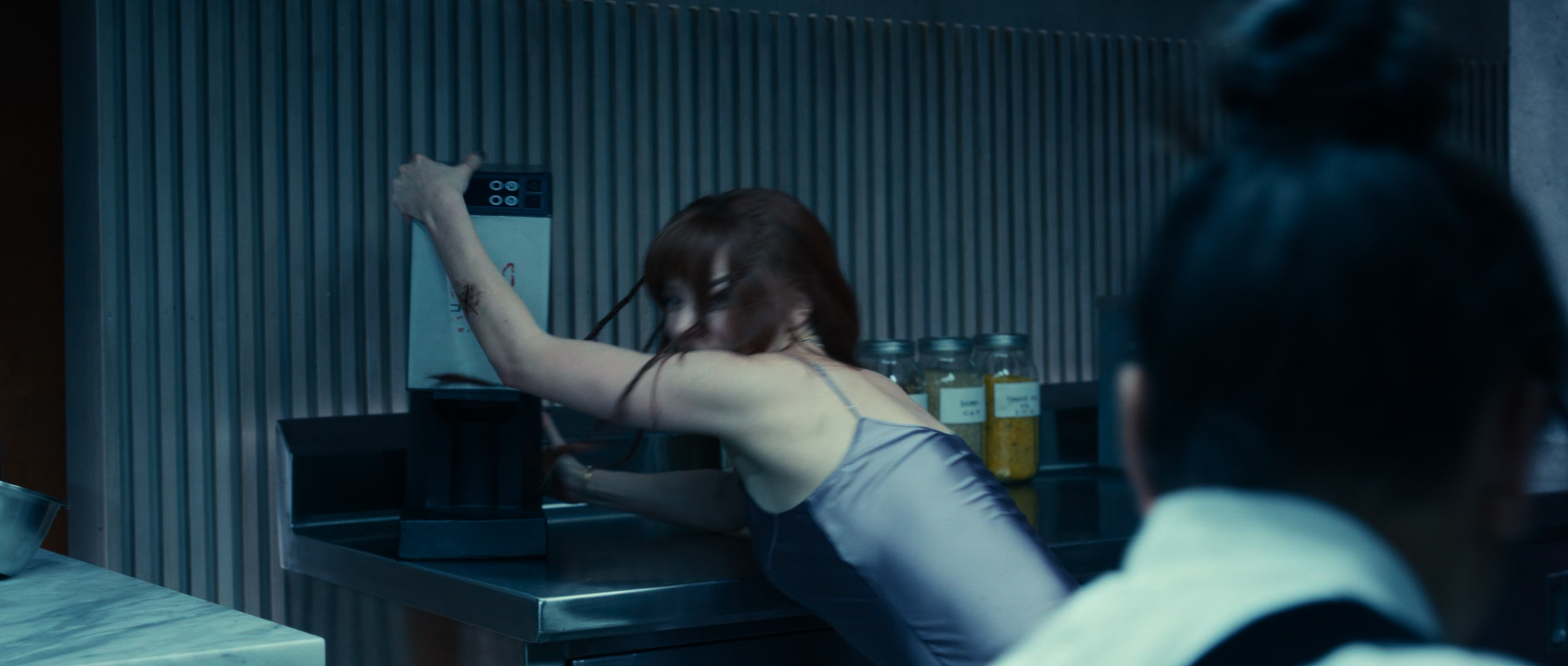 Anya Taylor-Joy holding a Pacojet about to go to town on someone with it.