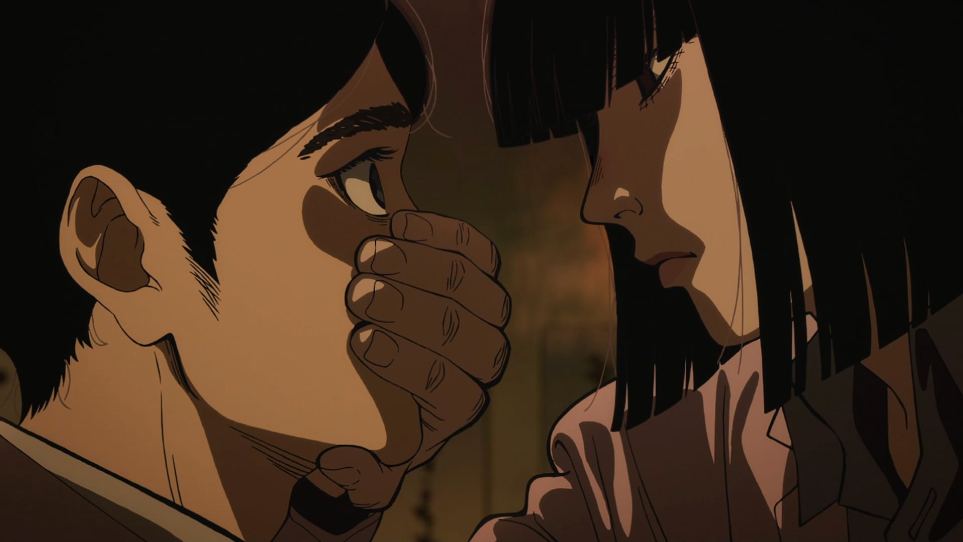 Yoshitsune covering Aoteru's mouth. 