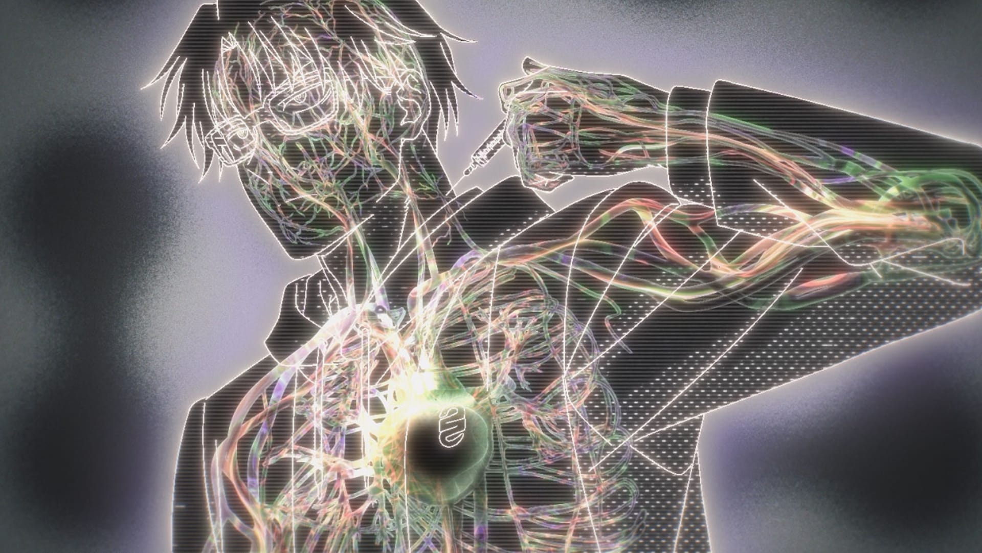 MarriageToxin still of Gero injecting himself with poison. 