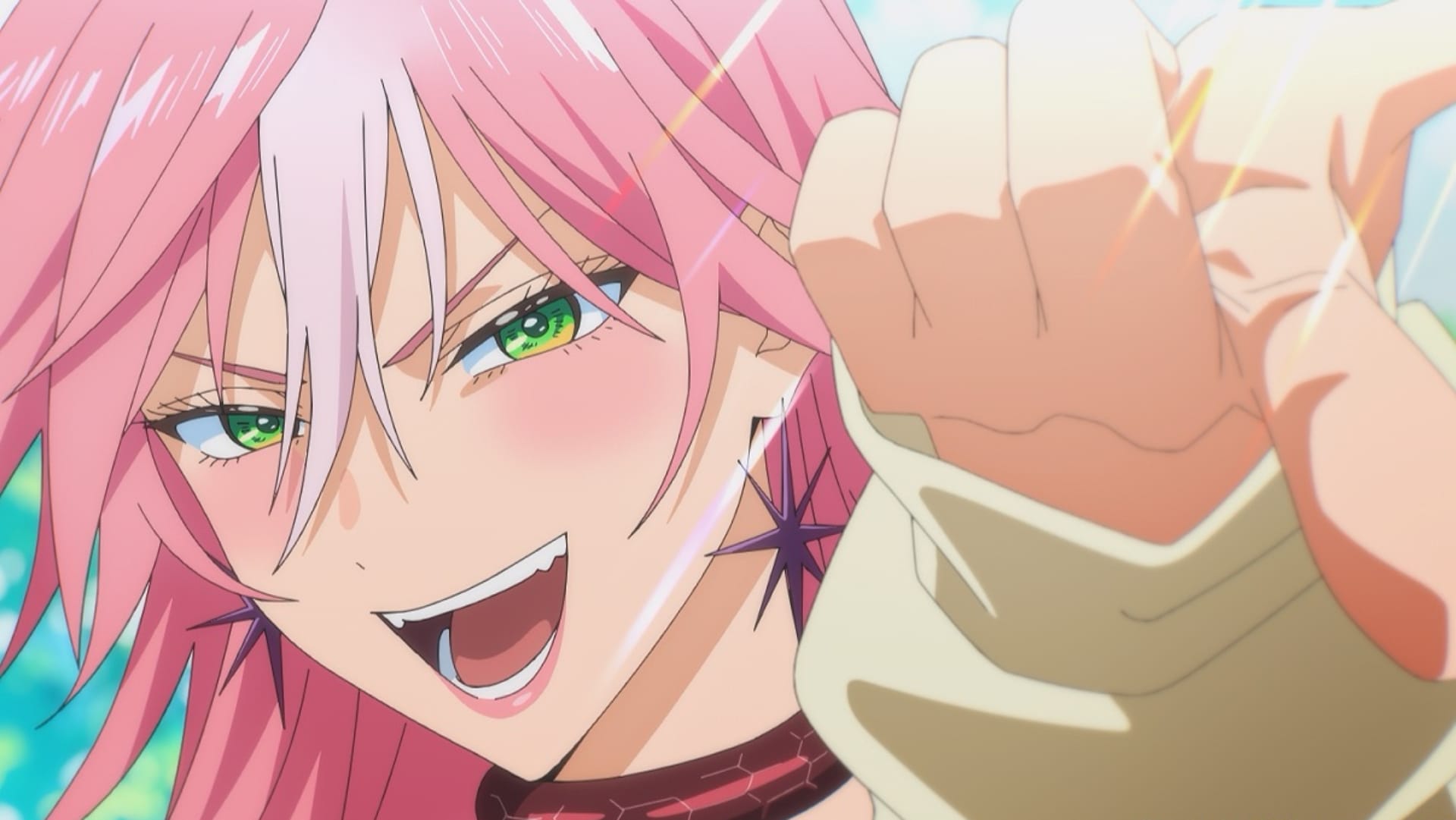 MarriageToxin still of Arashiyama doing the "gyaru peace" pose. 