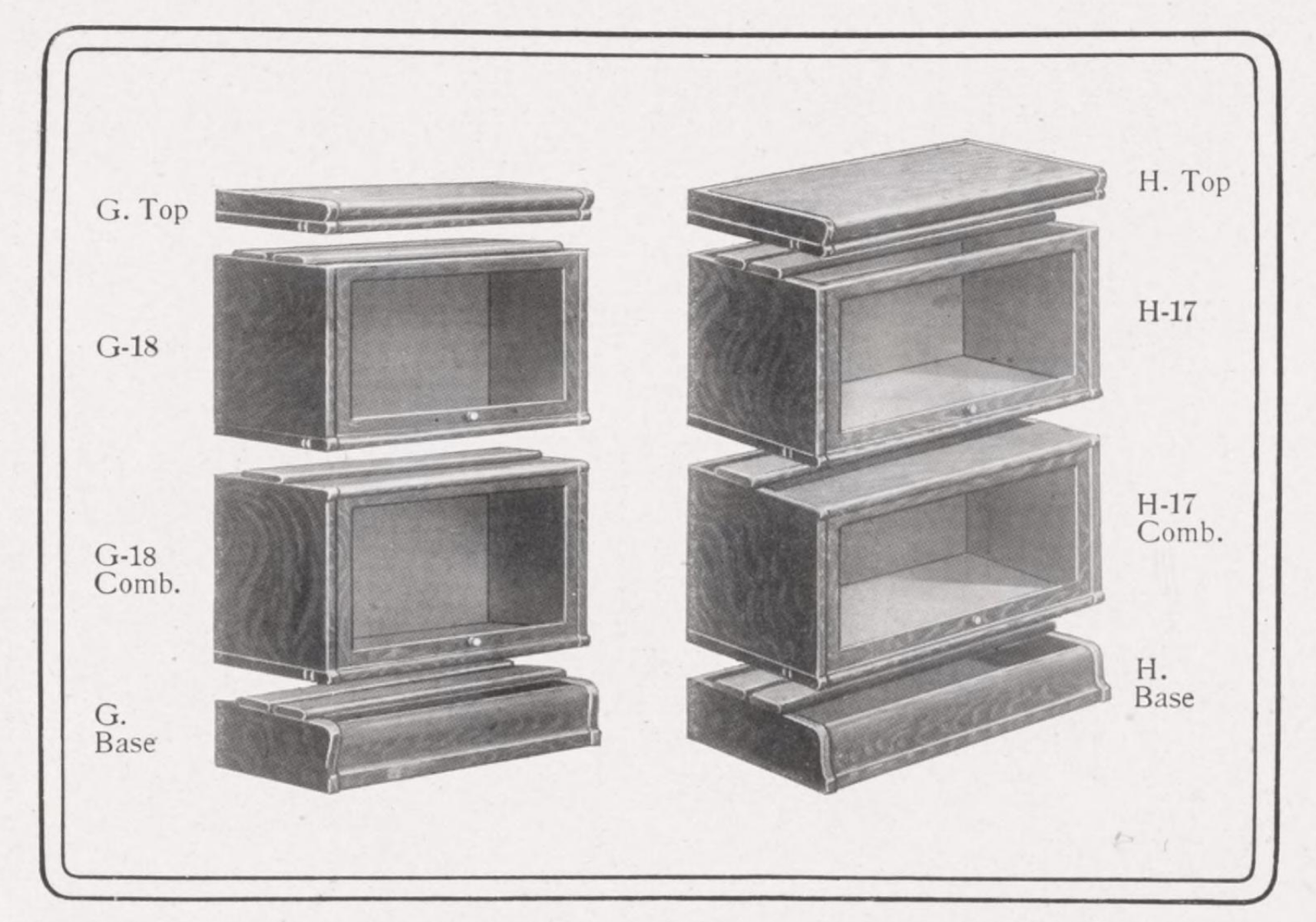 An older diagram of a bookcase that snaps together.