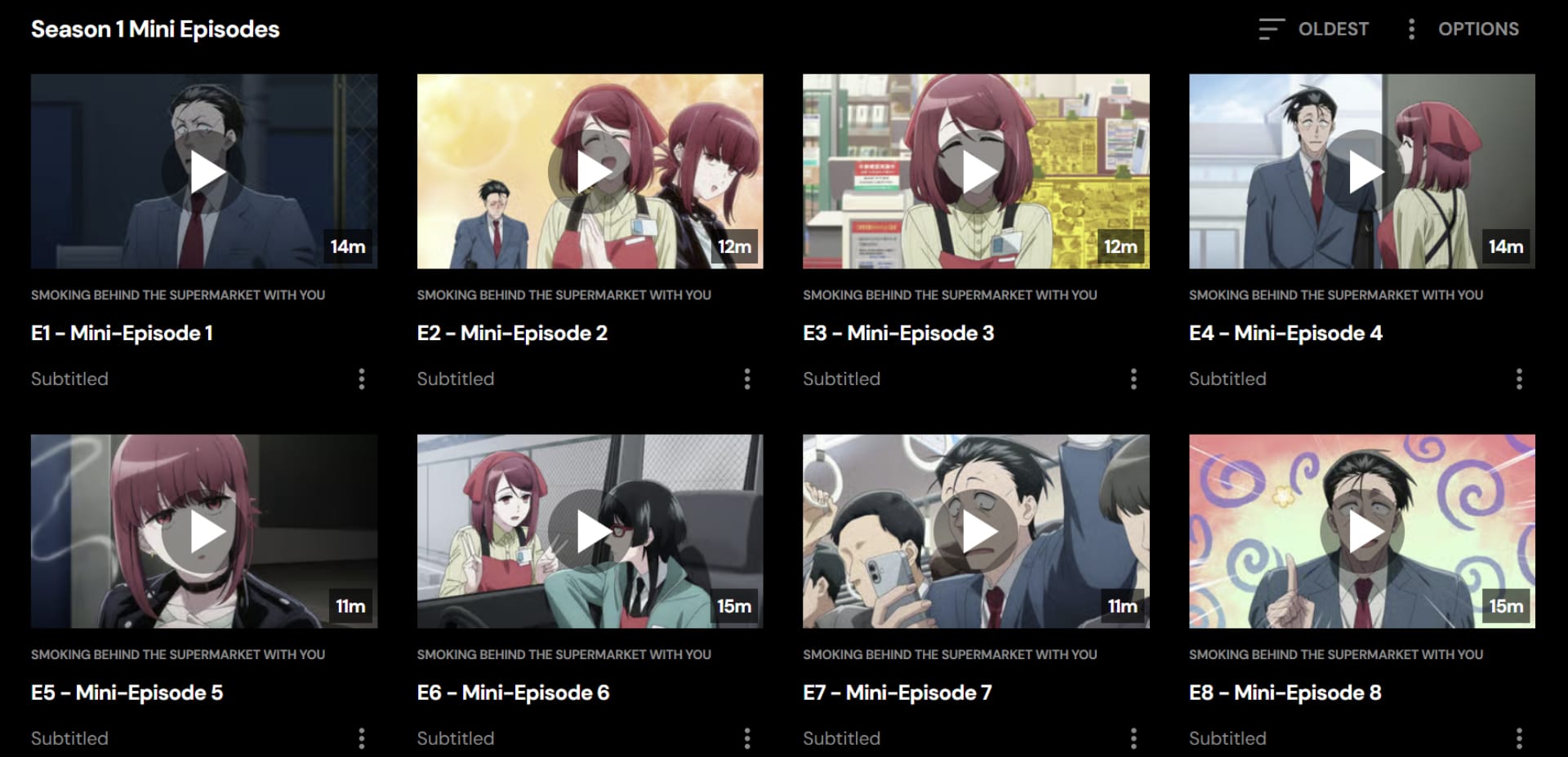Crunchyroll Smoking Behind The Supermarket With You mini-episodes.