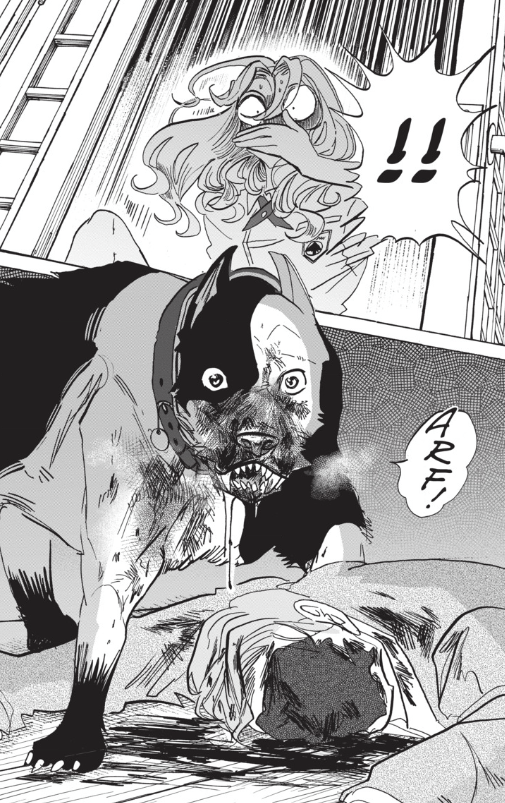 Taika's Reason manga page of Taika standing over Ao's dead father. 