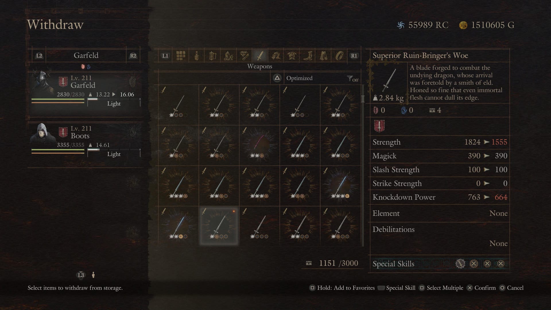 Showing off my copious amounts of gear in an inventory.