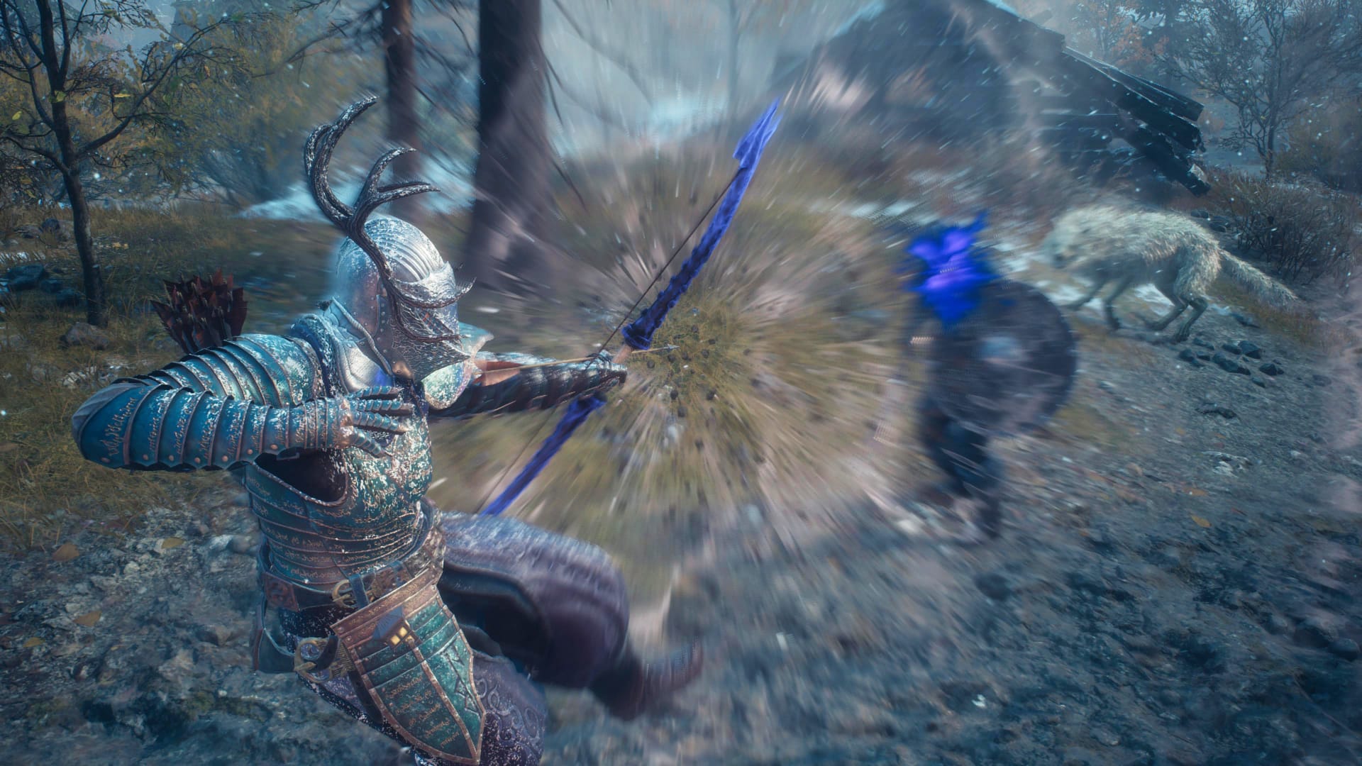 My character in sick armor doing a cool bow move and it nails the guy in the head and there's a big shockwave.