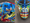 Two side by side photos of a Sonic the Hedgehog mask