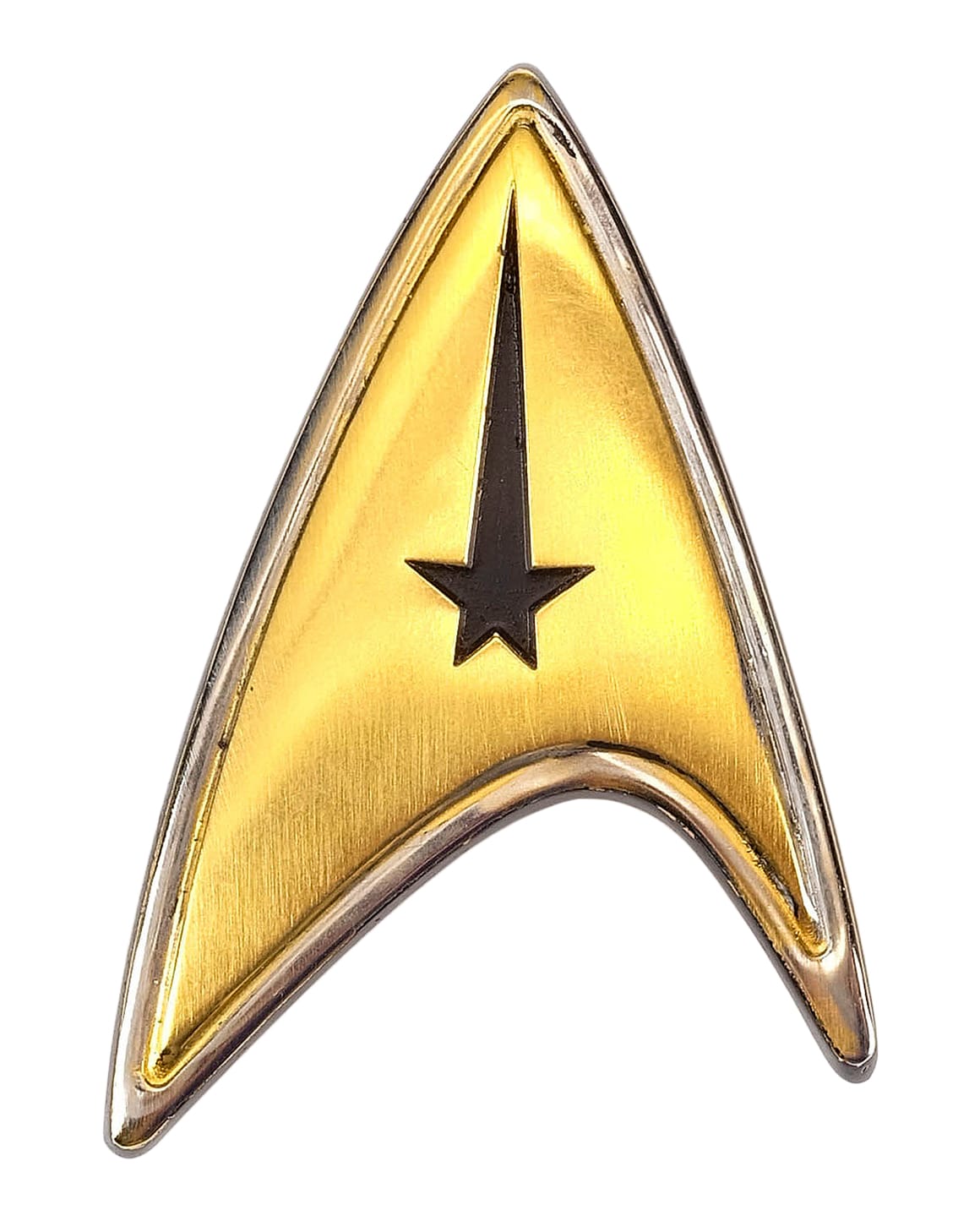 Close up of Anson Mount's screen-used Starfleet Delta with command star, as used in STAR TREK: STRANGE NEW WORLDS. 