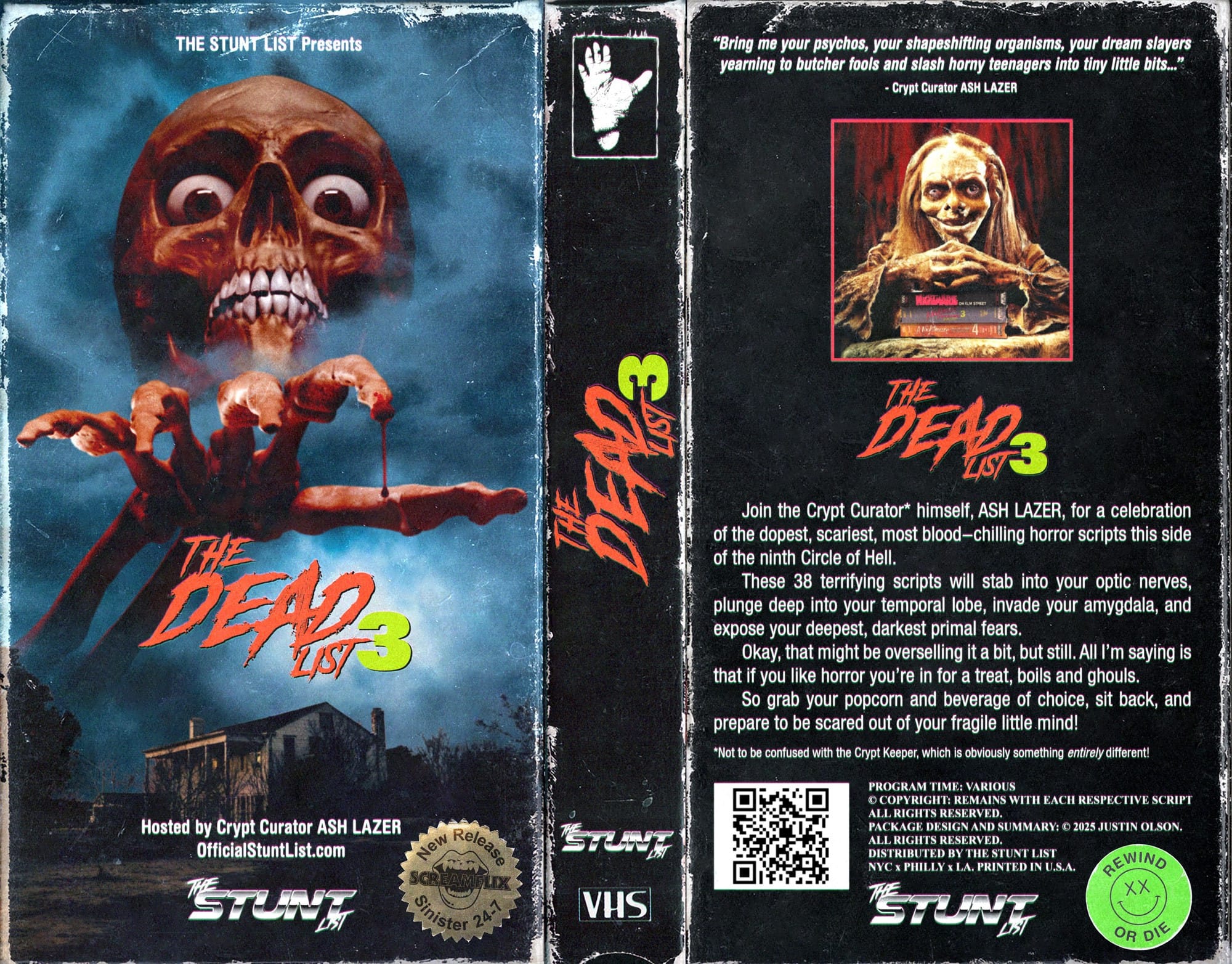 VHS cover design for THE STUNT LIST’s THE DEAD LIST 3 