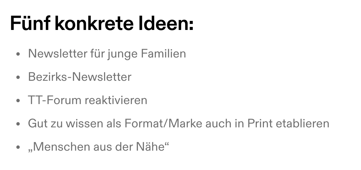 Fünf konkrete Ideen