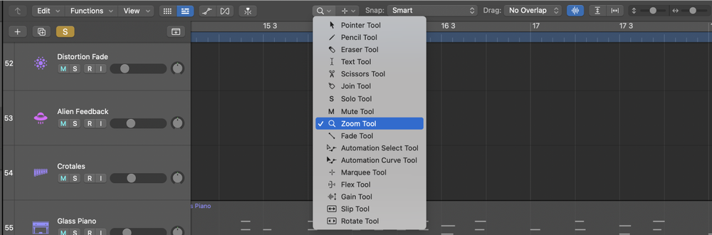 Zoom Tool in Logic Pro