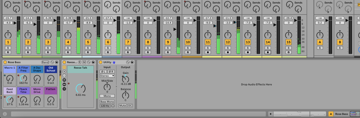 Gain staging in Ableton with the mixer and Utility tool