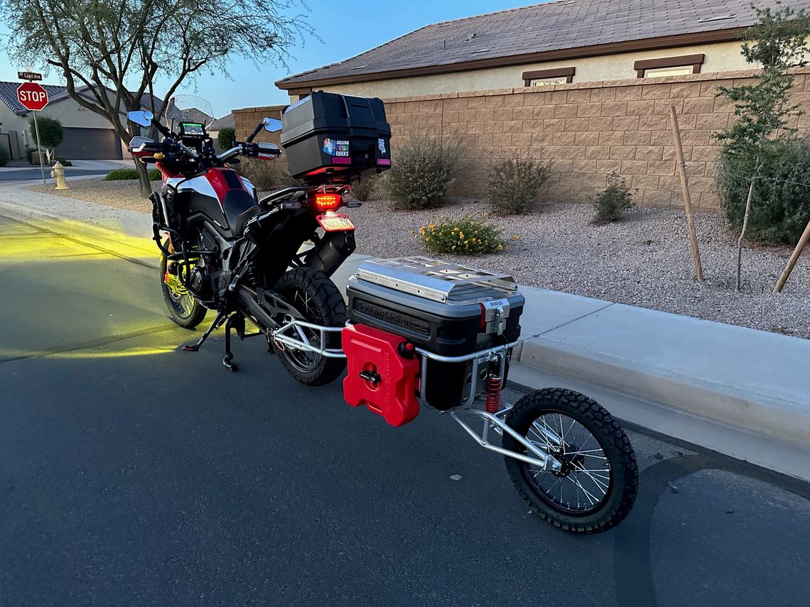 The SherpaX trailer attached to my Honda Africa Twin