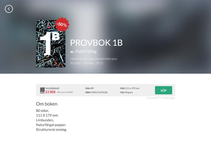 Bild från gränssnittet av en widgetshop