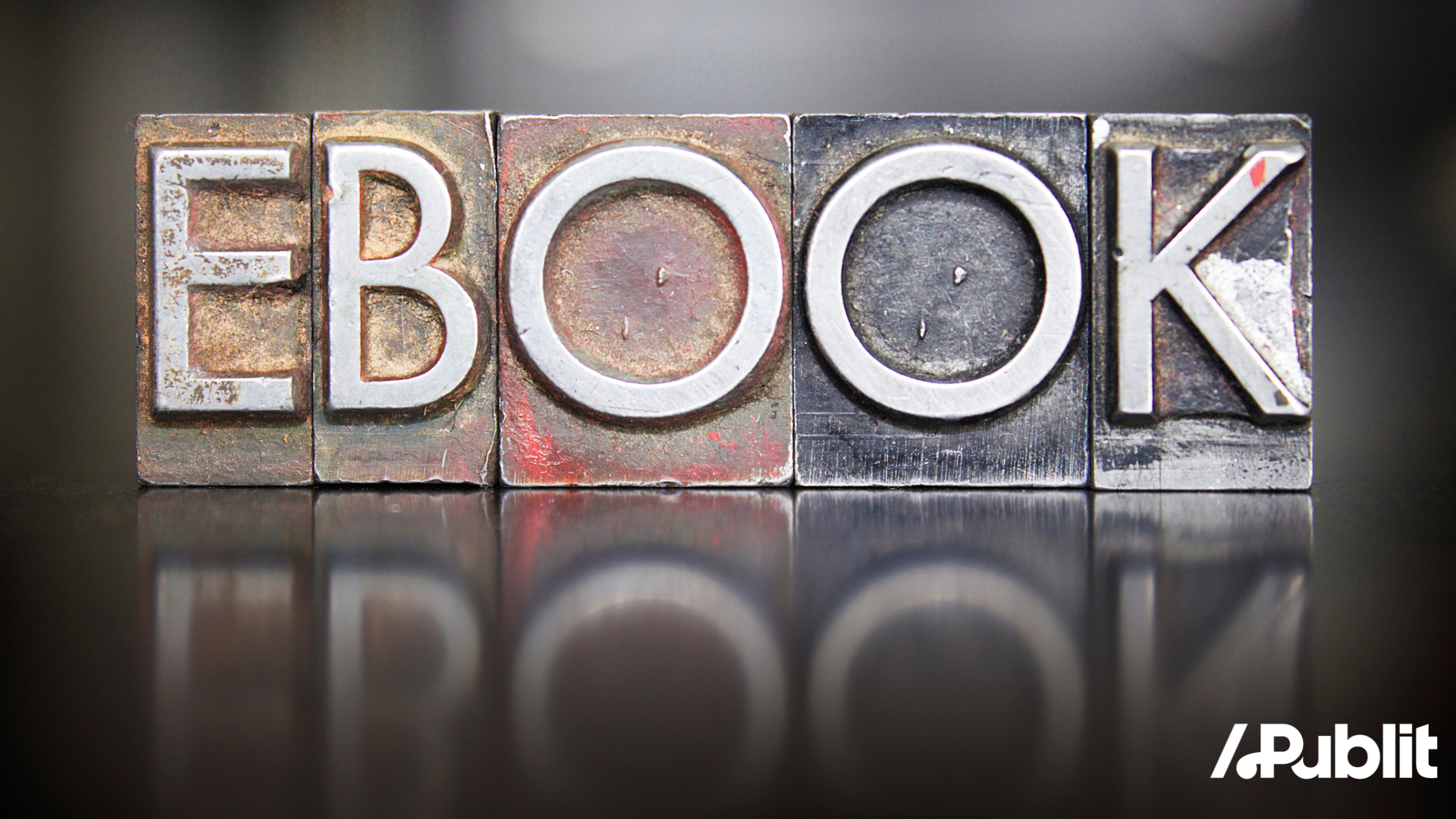 Bild metallblock med orden ebook och Publits logga