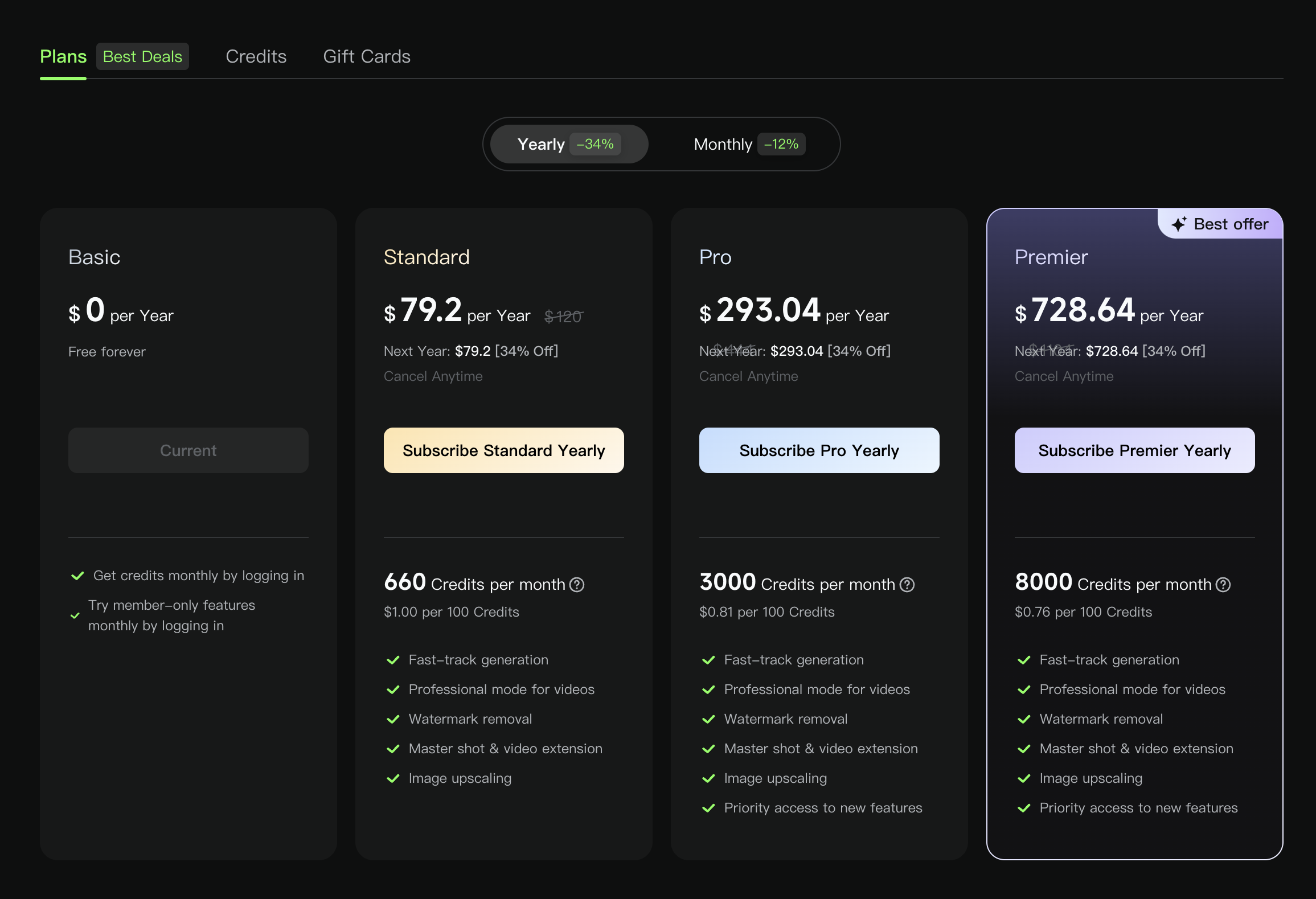 Pricing Plans Kling AI