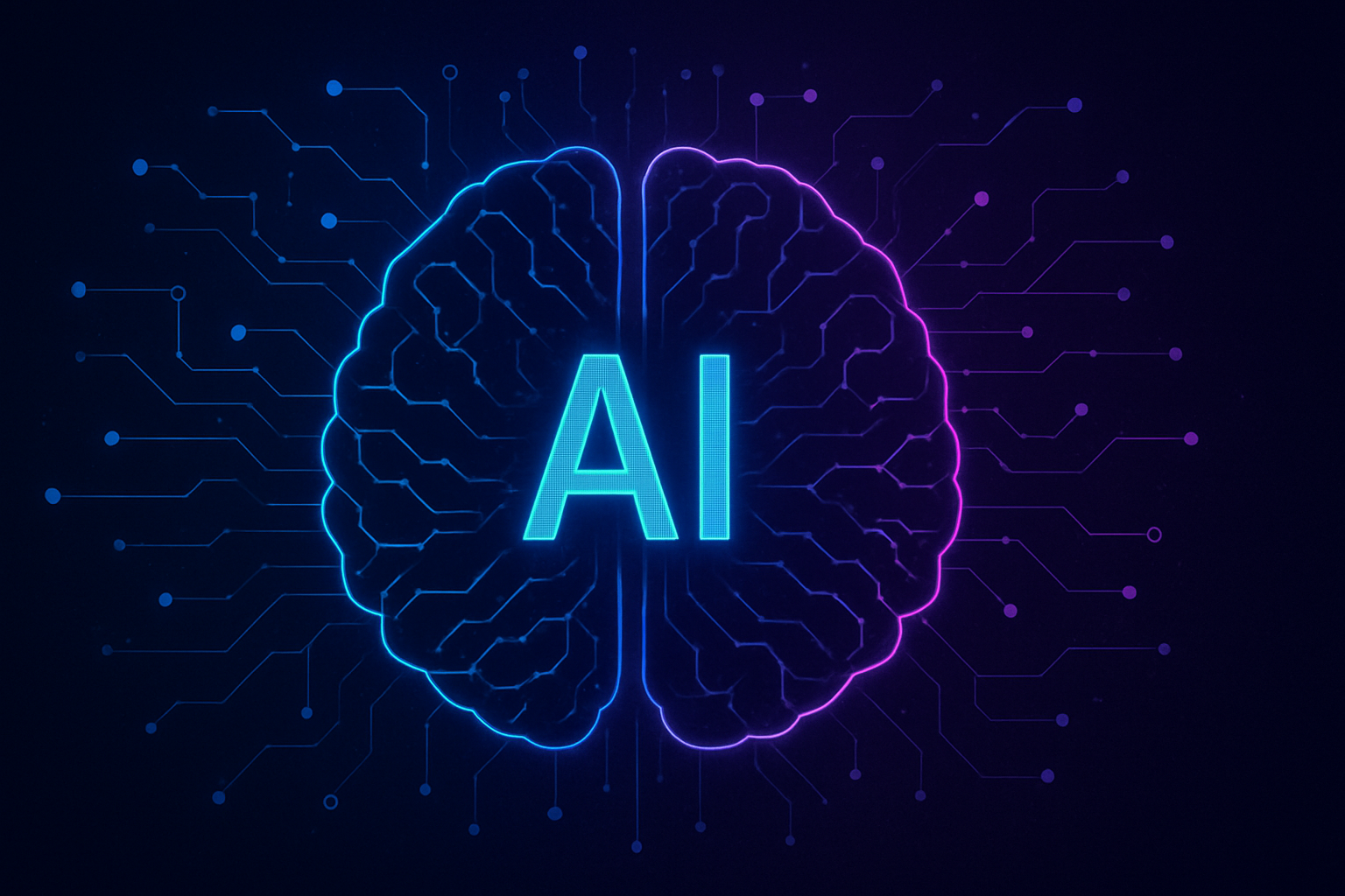 AI brain circuit concept illustrating the fusion of neural networks and electronic circuitry, symbolizing intelligent processing, synthetic cognition, and advanced artificial intelligence architecture