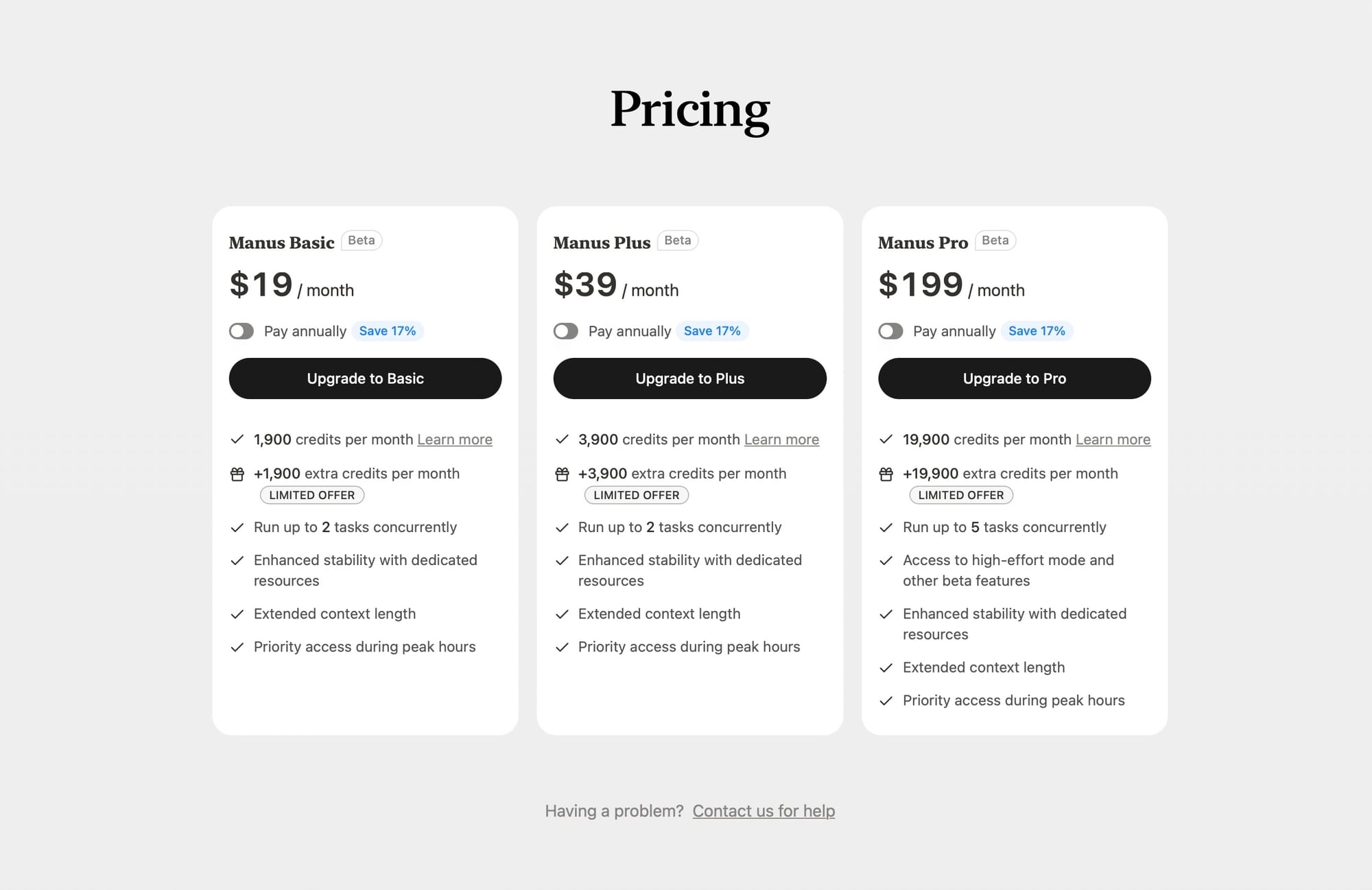 Manus Pricing AI