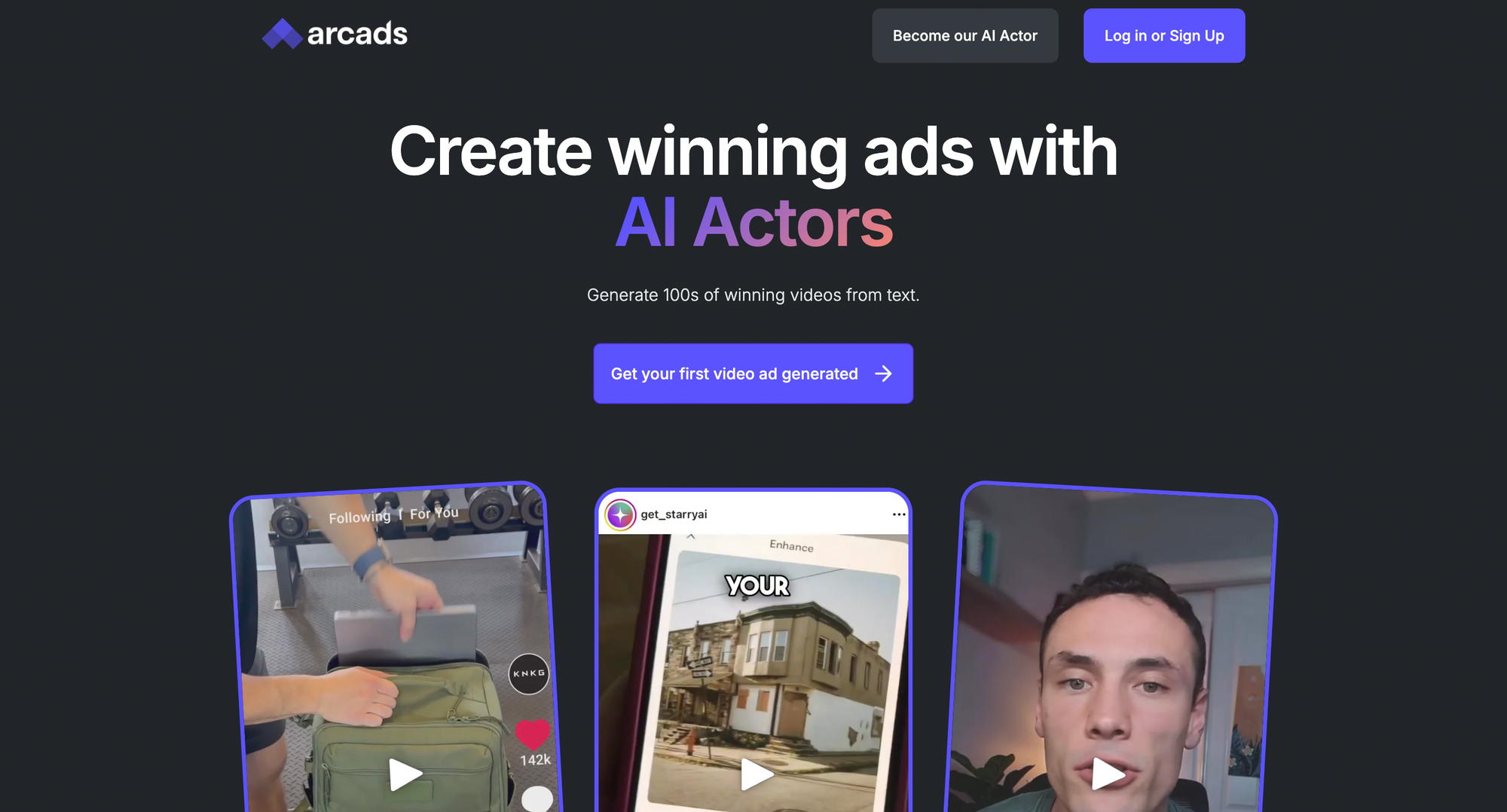 Arcads - ads with super-realistic AI "actors" based on a text script