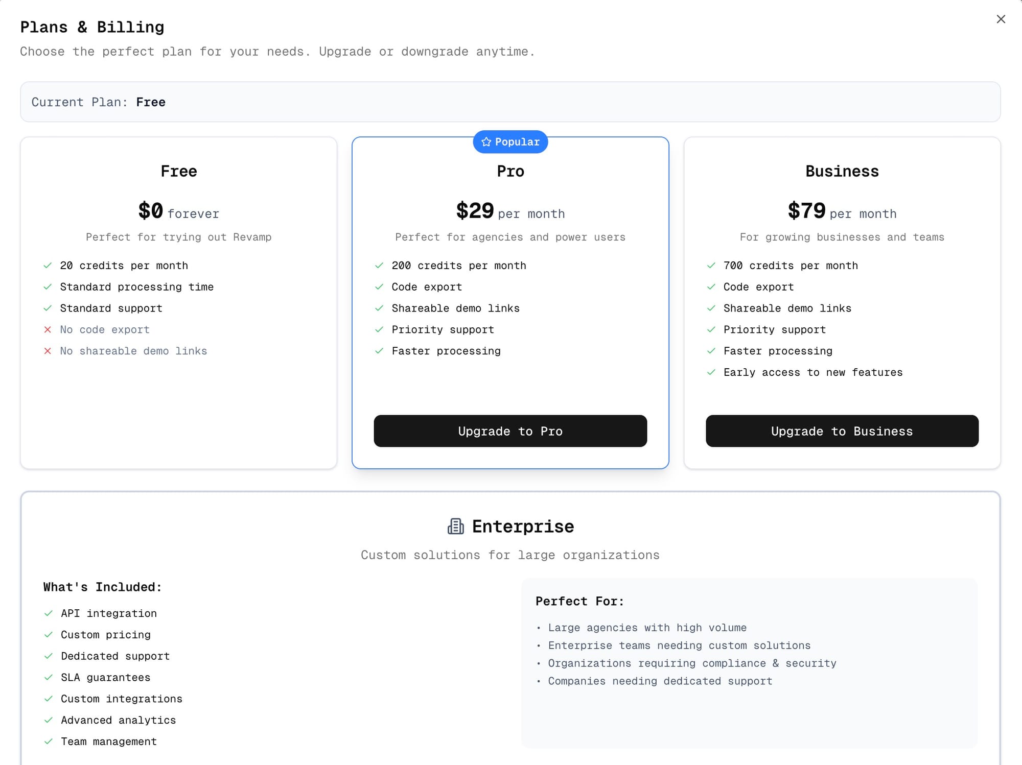 Revamp AI Plans
