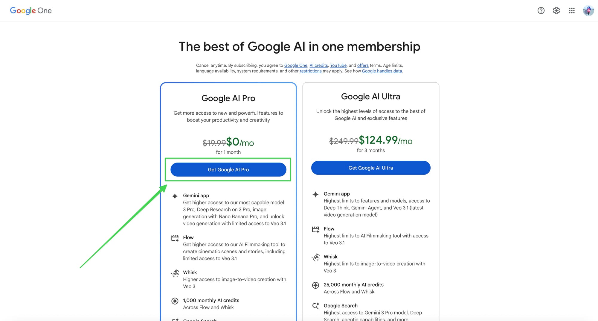 Click to Get Google AI Pro