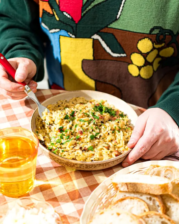 Oppskrift risoni pasta carbonara