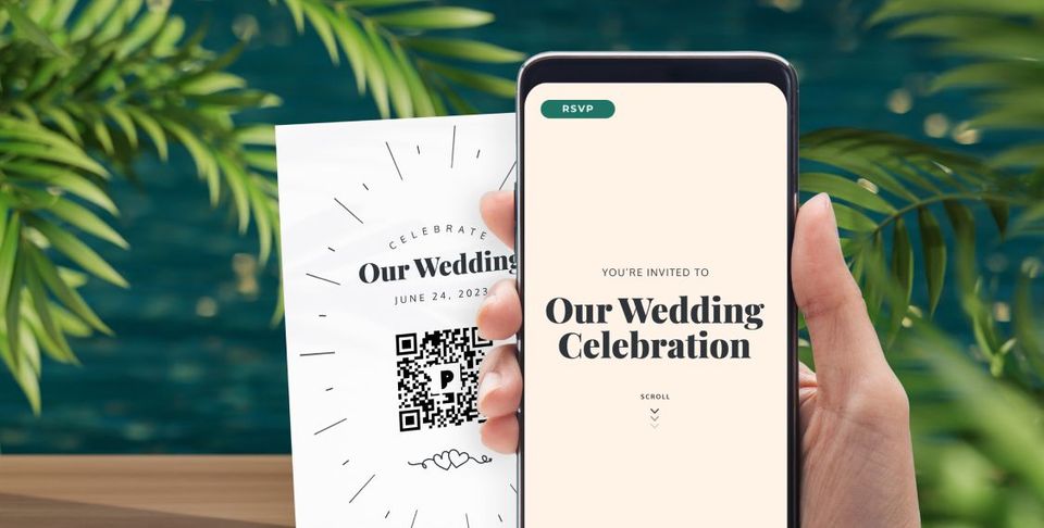 How do I use a QR code to invite guests to my wedding event?