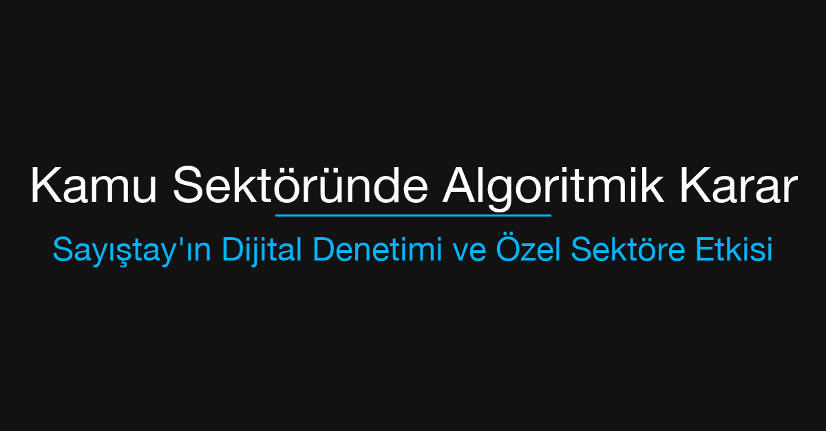 Kamu Sektöründe Algoritmik Karar: Sayıştay'ın Dijital Denetim Merkezi ve Özel Sektöre Etkisi