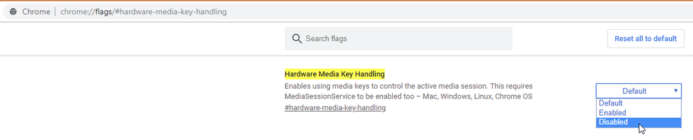 How to restrict Google Chrome from control of media keys