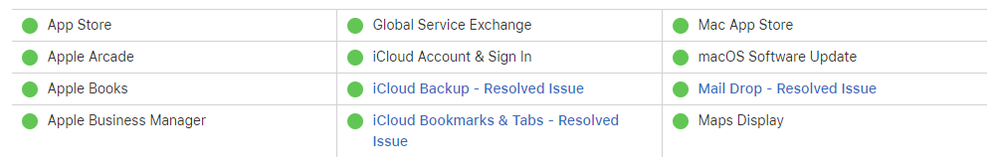StatusBuddy displays Apple service availability in the status bar