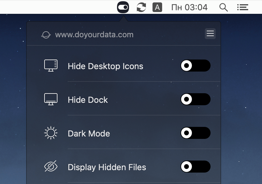 How to manage macOS system settings from tray