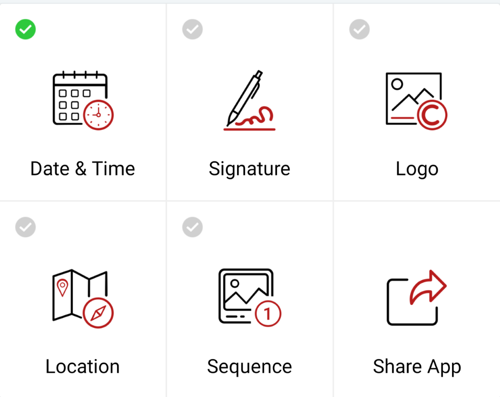 How to automatically add time stamps, geo and others to the photo