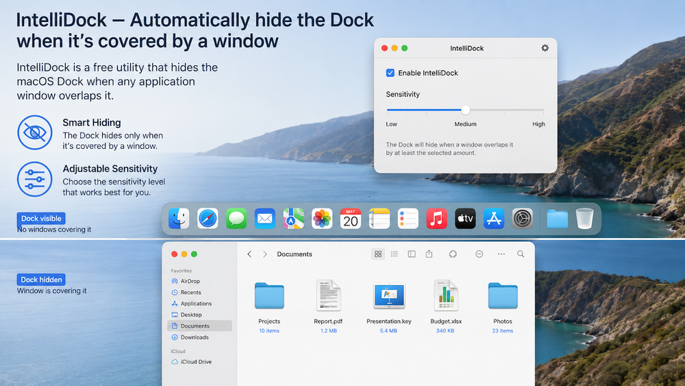 How to Hide the Dock Only When It’s Covered by Another Window