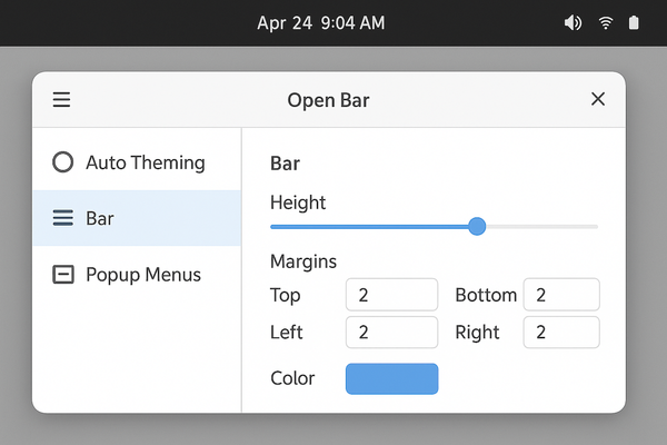 Open Bar helps you customize the appearance of system panels in GNOME