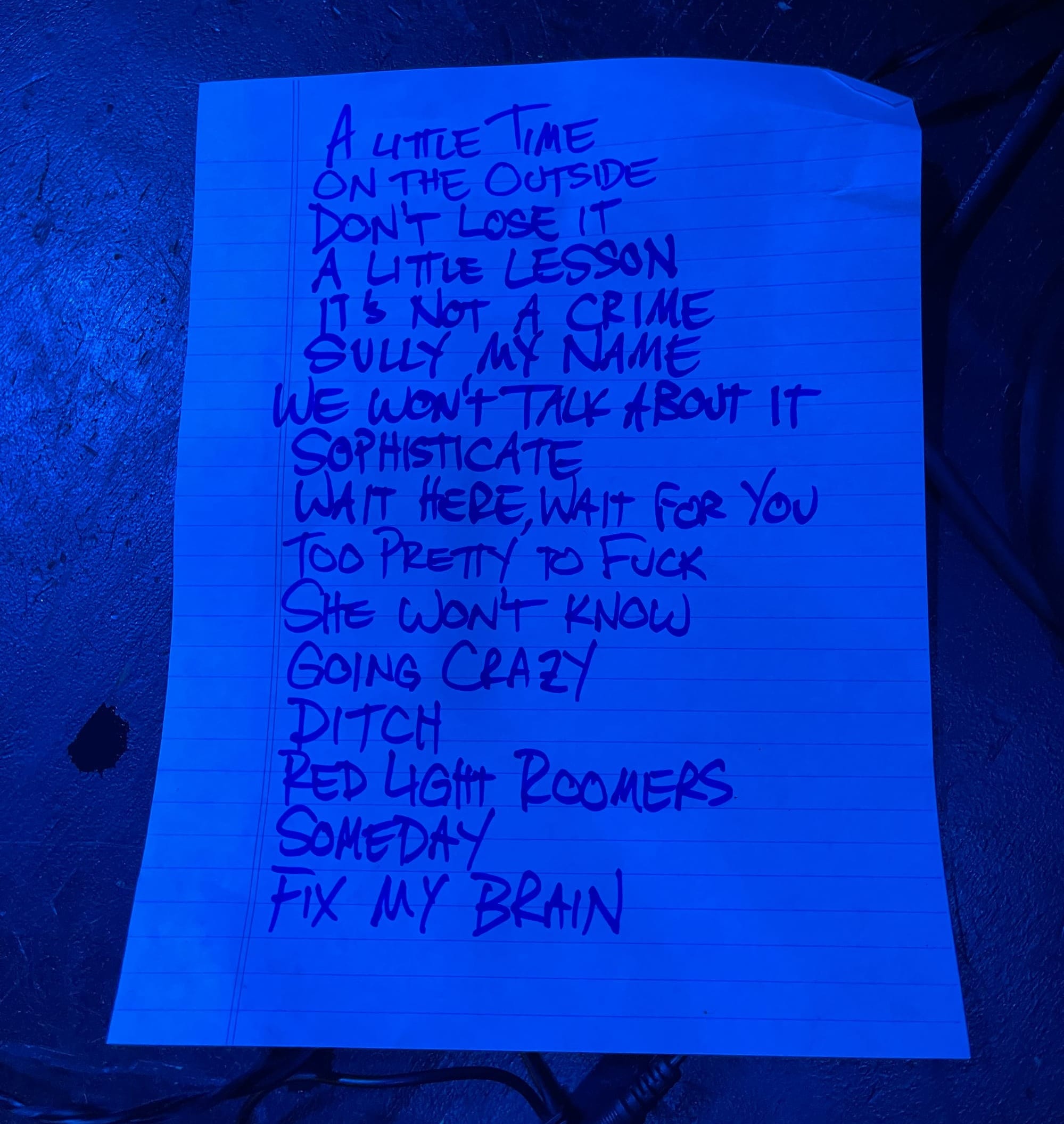The Marked Men setlist on April 7 at Cloudland Theater in Minneapolist: A Little Time On the Outside Don’t Lose It A Little Lesson It’s Not a Crime Sully My Name We Won’t Talk About It Sophisticate Wait Here, Wait for You Too Pretty to Fuck She Won’t Know Going Crazy Ditch Red Light Roomers Someday Fix My Brain