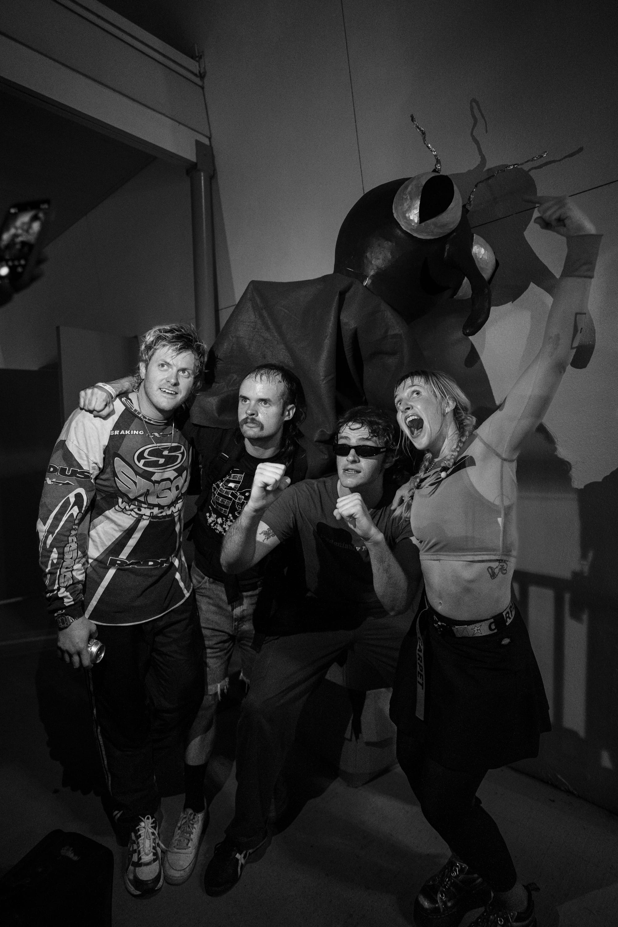 Connor and Blair with the Bug and the Tee Vee Repairman crew at Gonerfest 22, photo by Sean Davis courtesy of Gonerfest