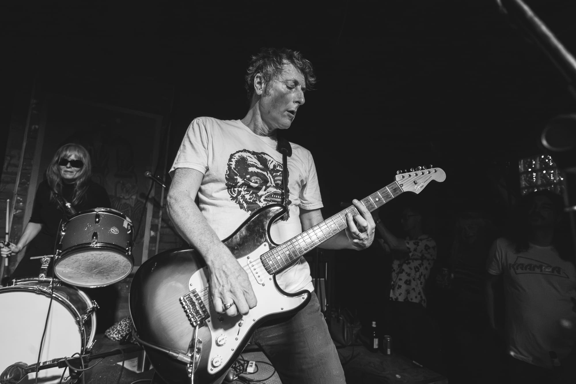 Peggy O’Neill and Danny Kroha perform with the Gories at Detroit’s Paris Bar on July 31, photos by Doug Coombe