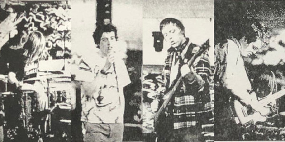 The Sleaze’s Will, Conor, Joe, and Mark, pictured on the back cover of Smokin' Fuckin' Cigs and Other Hit! (2008, Fashionable Idiots)