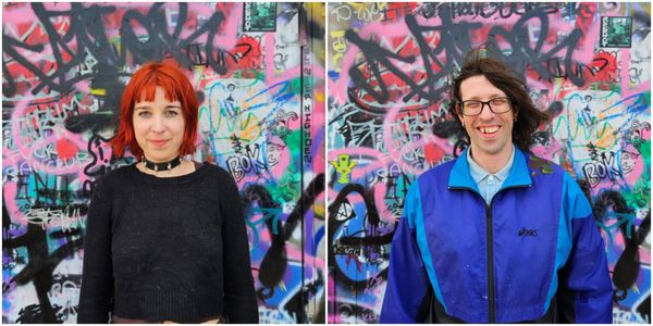 Fugitive Bubble’s Harley Moore and Kurt Stevens in the alley of Olympia’s Le Voyeur, photos by Martin Douglas